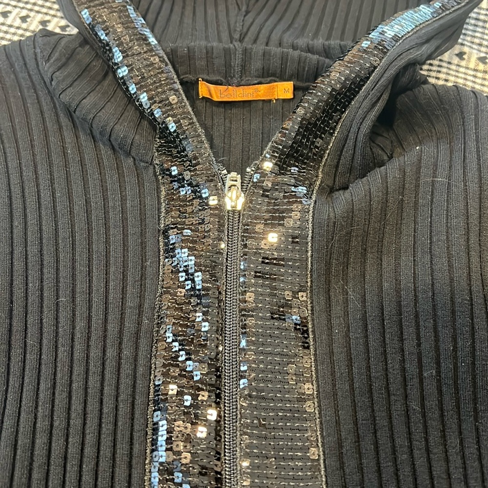 Unique size med. sequin hooded and knit hooded sweater. Sequins on both sides.